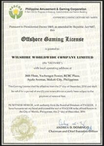 GSBET Online Casino 隸屬於 Wilshire Worldwide Company Limited，是一家註冊於英屬維爾京群島（BVI）的合法公司，公司註冊編號為 1895191